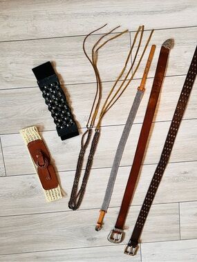 Anthropologie Brown and Tan Leather & Woven Belt Collection